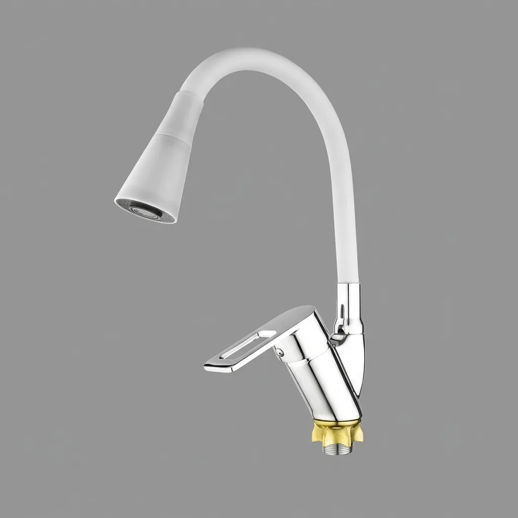Смеситель для кухни с гибким изливом, белый. DIVIC DV 4-9-LW-I