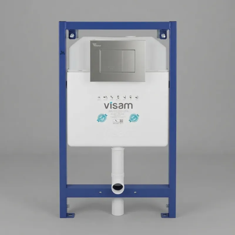 Инсталляция для унитаза подвесного Visam slim 80 (кнопка квадратная хром)