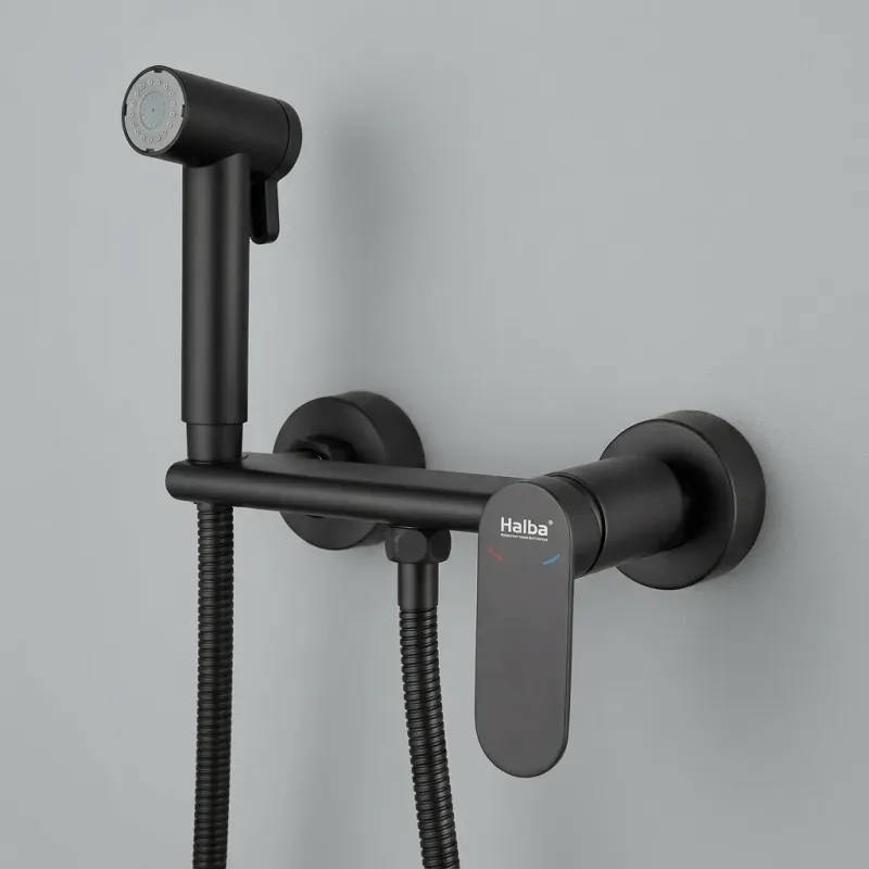 Смеситель гигиенический настенный черный HAIBA HB5516-7